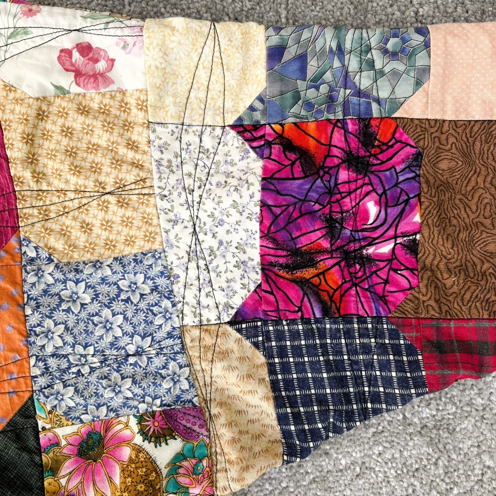 Vintage Patchwork Quilt Jacket Handmade Boho Cott… - image 7