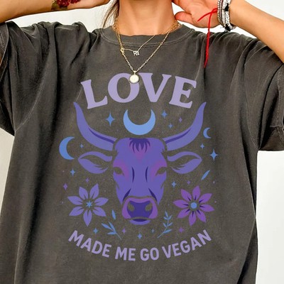 Love Made Me Go Vegan Shirt, Cow Lover Gift, Animal Rights Shirt