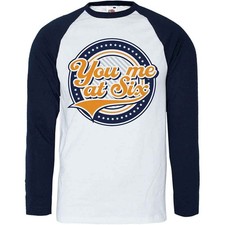 Image of You Me At Six Unisex Raglan T-Shirt: Crest (Navy Blue & White)