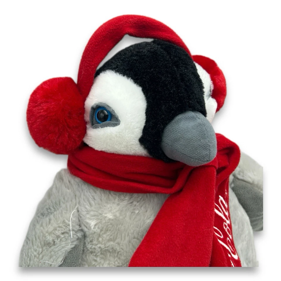 "Bufanda y orejeras de felpa Coca Cola Penguin Holiday grandes 17"" 2012 Coca-Cola" Foto 2 de 4