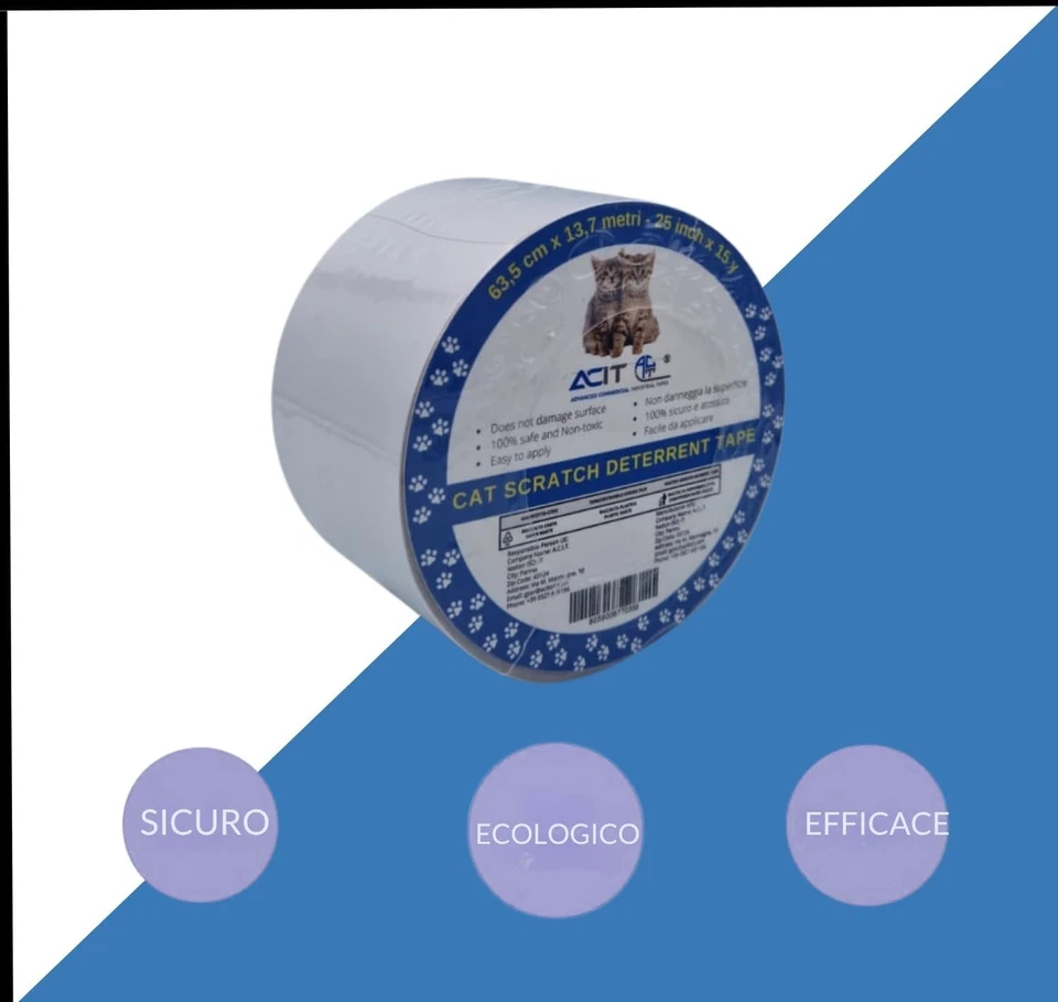 Nastro antigraffio per gatti Biadesivo trasparente per divani porte e tavoli - Immagine 3 di 4