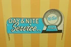 VINTAGE MARX DAY NITE HI-TEST TIRES GAS SERVICE STATION PLAYSET TIN ROOF SIGN
