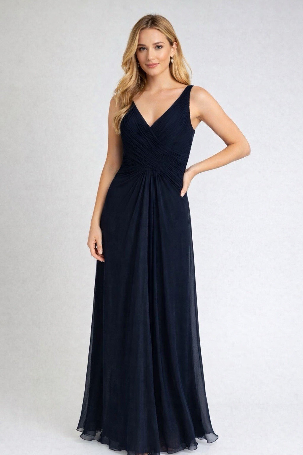 tadashi navy blue womens long evening dress sleeveless size 6 GORGEOUS!