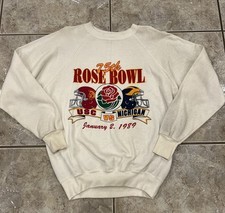 VTG 1989 Adult M/L Michigan Wolverines USC Trojans 75th Rose Bowl Sweatshirt
