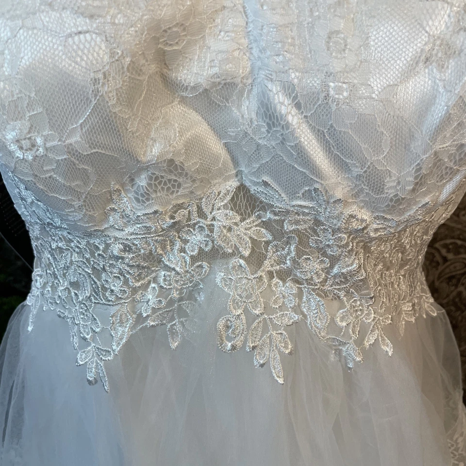 Vestido de noiva maxi de renda branca com trem tamanho 18#vestido de casamento�� - Imagem 3 de 4