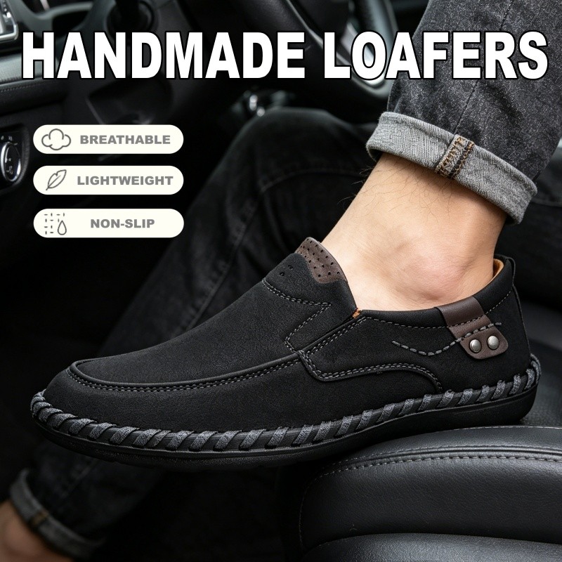 Slip on Driving Loafers Men Handmade Casual Leather Shoes Leisure Business Daily