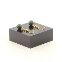 Steine Und Mineralien. Ohrringe 1 Perle Moosachat 8 Mm In Vergoldetem Stahl