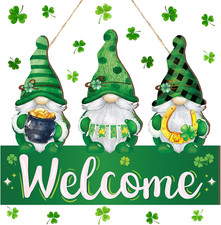St. Patrick's Day Gnome Welcome Sign for Home and Garden Decor