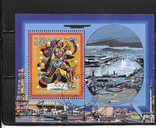GUINEA #1068 1987 OLYMPICS CTO USED XF OLD SOUVENIR SHEET PICTORIAL STAMP