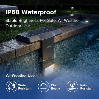 SANSI Solar Poolbeleuchtung USB-C 36-LEDs RGB Oberirdische Unterwasser Lichter