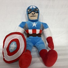Marvel Avengers Captain America Plush Stuffed Toy w/ Shield Blue Red White 2015