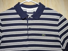 Lacoste Men's Large Regular Fit Striped Pique Cotton Mesh Polo Shirt