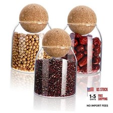 3 Pcs Glass Jar with Ball Cork Lid Decorative Round Bottle Sealed 500 ML