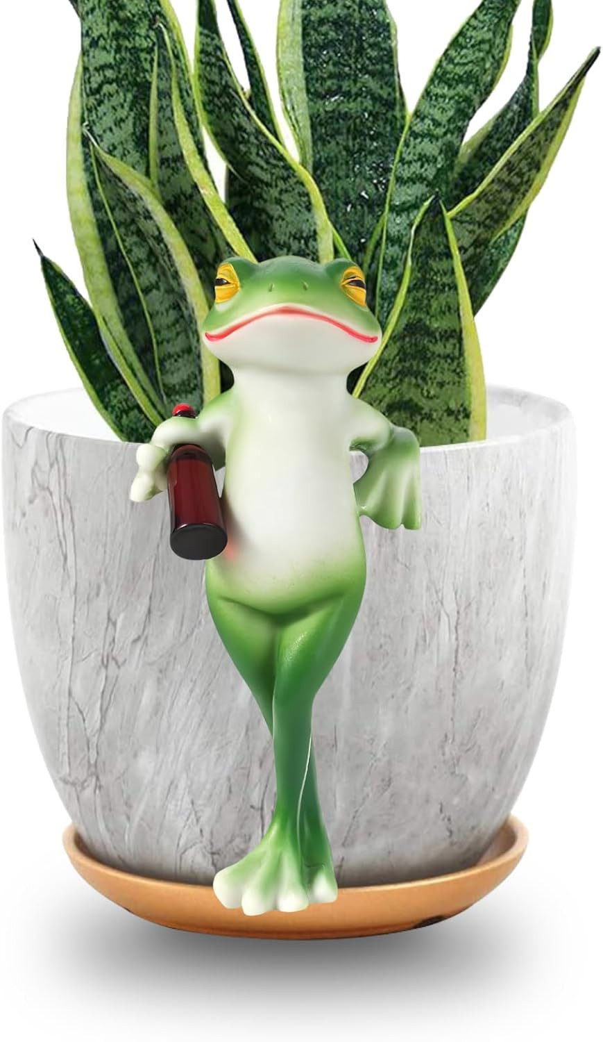 BigTree Miniature Frog Figurines Plant Decorations for Pots Resin Garden Frog St