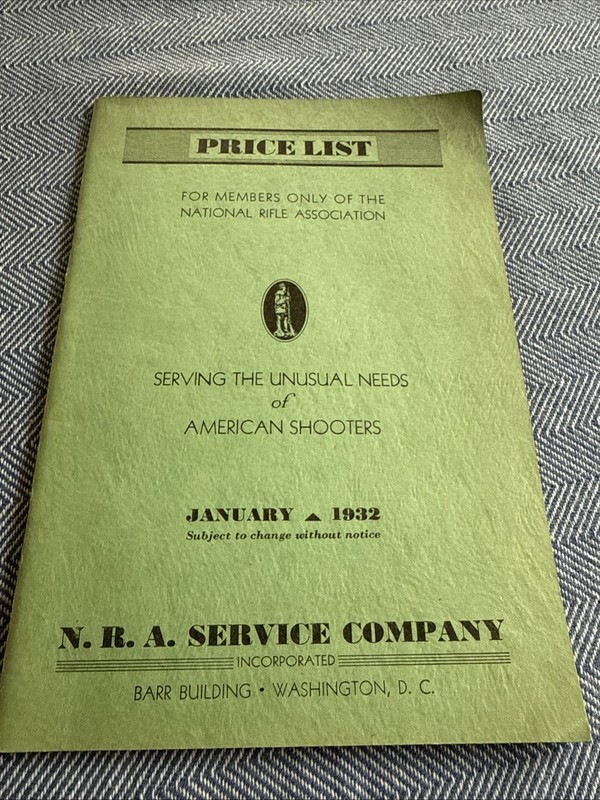 Vintage National Rifle Association 1932 Price List Of Supplies & Goods 32 Pages
