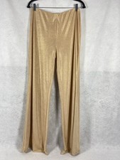 Zara Pants Women s Large Gold Wide Leg Mid Rise Slinky Pull On Shimmer New