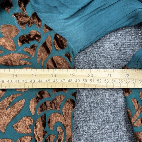 Lucky Brand Women’s Small Green & Brown Floral Velvet Burnout Top Sheer Whimsy - Picture 11 of 12