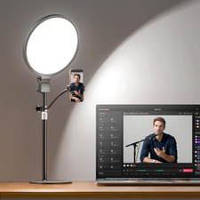 2300 Lumens Ring Light with Stand for Desk, Computer  Laptop   Podcast  Stream