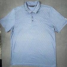 Travis Mathew Polo Shirt Mens 2XL Blue Geometric Print Golf Performance Pima