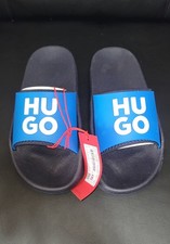 HUGO BOSS Slides with Logo Branded Straps Blue Size 7 Men Nil Slid mdtpu N