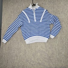 Vintage Blue  White Striped Knit Sweater