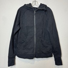 Lululemon Scuba Hoodie Black Sweatshirt Full Zip Thick Cotton Flaw Women s 12