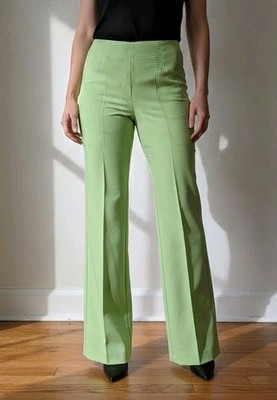 Vintage Alberto Makali Lime Green Dress Pants Size 2 Embroidered Spring