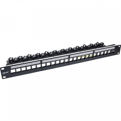InLine  Patchfeld 24-fach, Keystone Leerblech Patchpanel, 19'', 1HE, schwarz