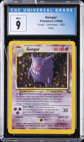 1999 POKEMON FOSSIL UNLIMITED HOLO #5  GENGAR CGC 9