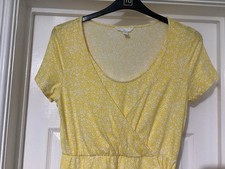 H&M Mama Crossover Style Yellow & White Maternity Dress Size M Viscose & Cotton