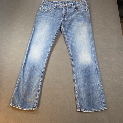 Buffalo David Bitton Six Basic Jeans Mens W34 L32 Slim Straight Medium Wash