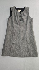 Michael Michael Kors Dress Womens S Petite Gray Wool Shift Sleeveless Lined