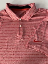 Nike Men's Golf Dri-Fit Vapor Polo Stripe Red Orange Shirt  BV6848-634 Medium