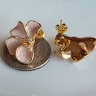 925 Sterling Silver Enamel White Sapphire Flower Earrings 14k Yellow Gold-Plated — photo 4