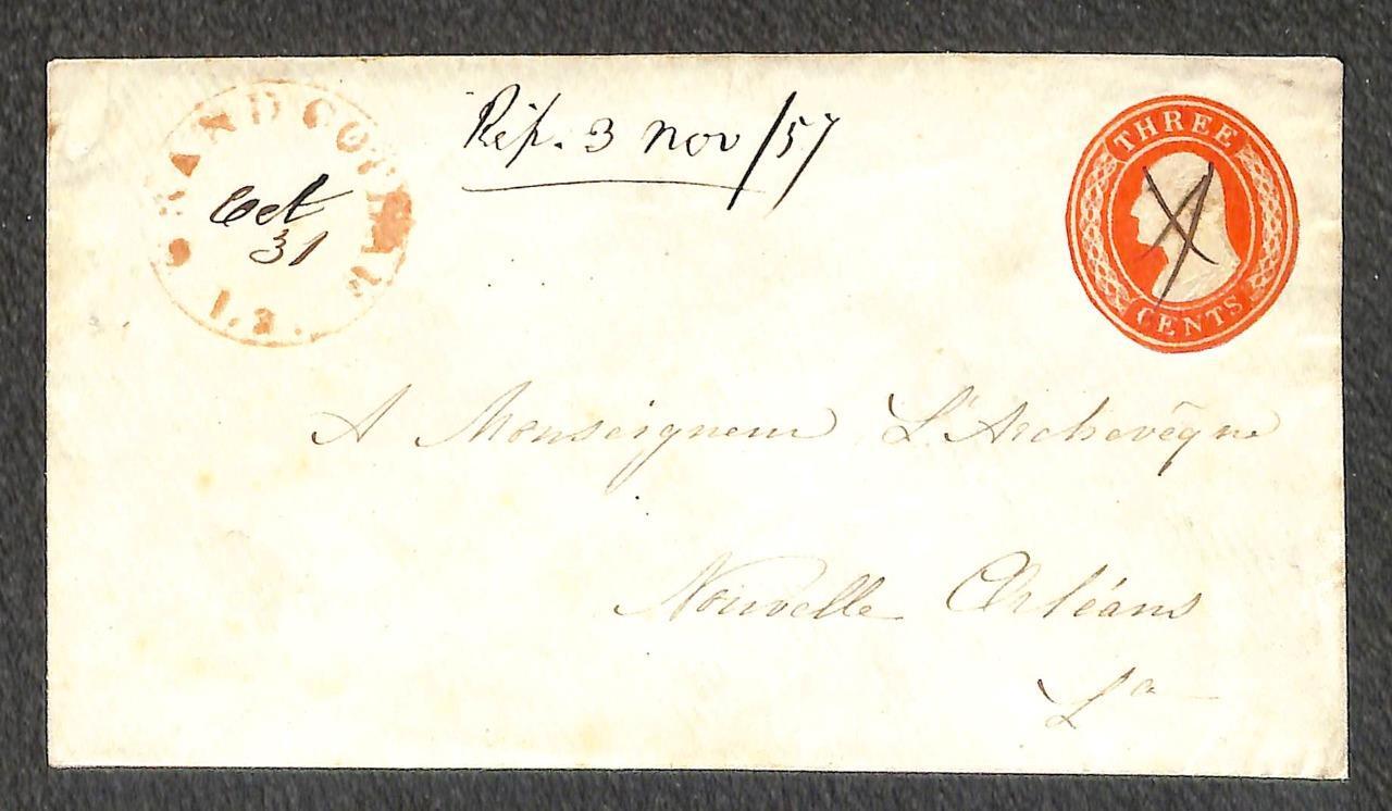 U9 STATIONERY GRAND COTEAU TO NEW ORLEANS LOUISIANA COVER 1857 eBay