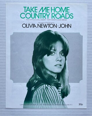 OLIVIA NEWTON-JOHN Take Me Home Country Roads 1973 UK SHEET MUSIC
