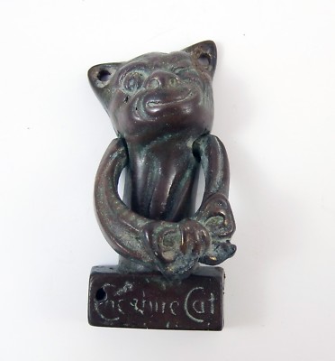 Vintage schöner Messing Cheshire Cat Türklopfer schöne Patinierung!