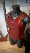 Medieval Viking Leather Armor Leather Body Armor Leather Breastplate RED.
