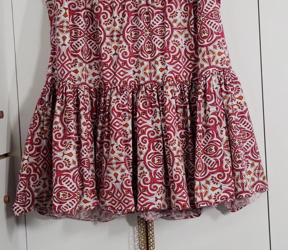 Vestido Corto Cynthia Rowley 100% Algodón Talla XL Rojo/Naranja Verano Comodidad Foto 3 de 4