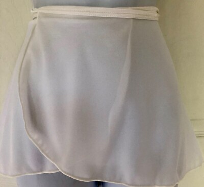LEO S GK DANCE BALLET CLASSIC CREPE WRAP SKIRT TIE GIRLS ONE SIZE WHITE Sz OS