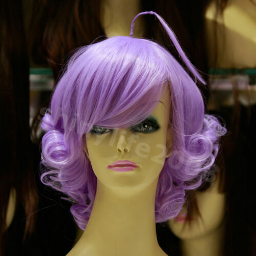 Perruque courte de cosplay synthétique couleur ondulée violet anime MAGICAL ANGEL CREAMY MAMI - Photo 1/6