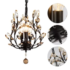 Elegant Black Crystal Chandelier Modern Ceiling Light Pendant Lighting Fixture