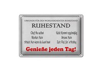Blechschild Spruch 12X18 Cm Urkunde Wohlverdienter Ruhestand Schild