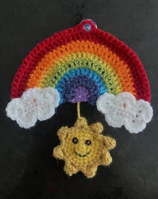   Handgehäkelt Regenbogen Smiley Gesicht Sonne Fenster SOMMER Get Well Geschenk