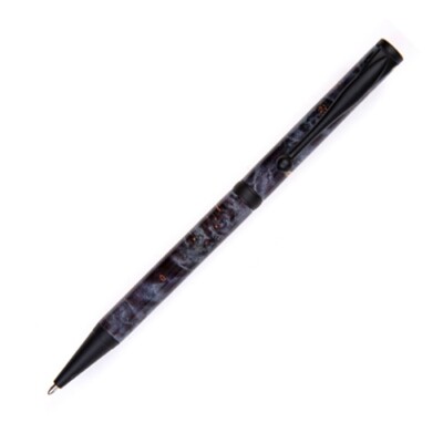 Slimline Twist Pen - Blue Box Elder, Black Enamel Plating