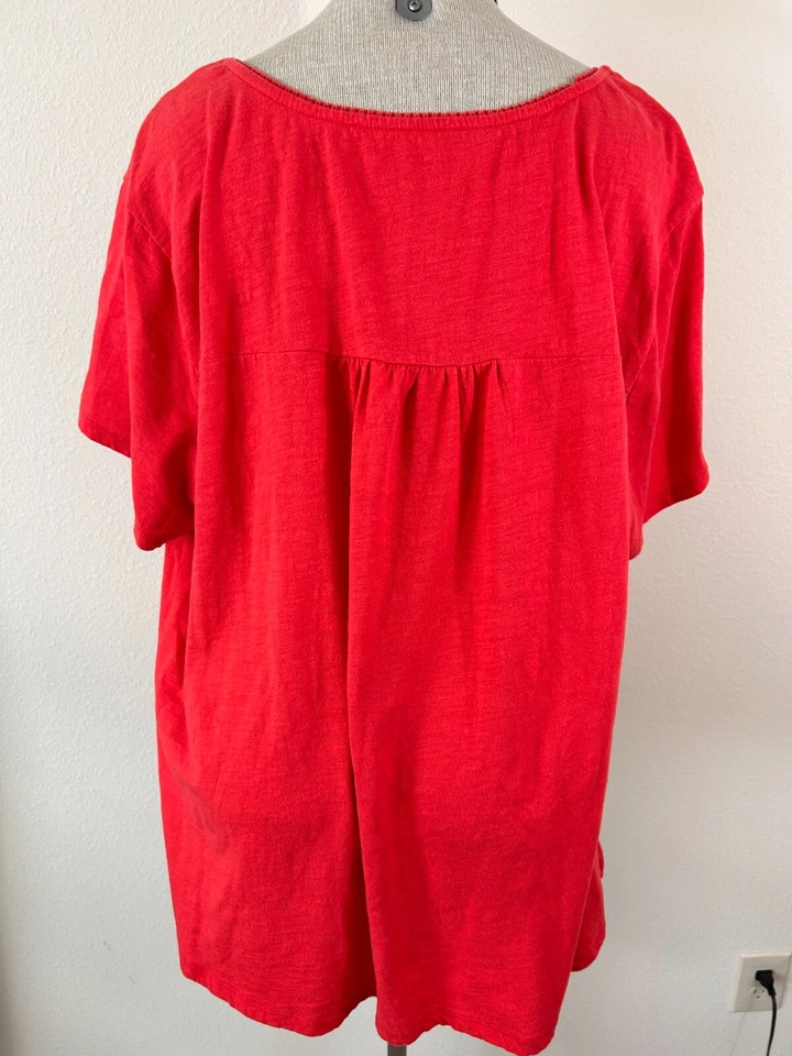 Cherokee peasant top size 3X short sleeve embroidered roses orange - Image 3 of 4