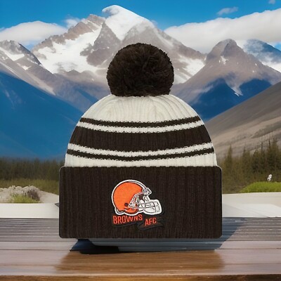 CLEVELAND BROWNS Beanie NEW ERA SIDELINE ON FIELD KNIT Cuffed POM POM
