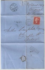 1859 GLASGOW =159= DUPLEX & St ROLLOX LOCAL NAMESTAMP LETTER WALTER STEWART