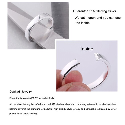 Solid 925 Sterling Silver High Polish Plain Ring Wedding Band Women Men Lovers - Picture 6 of 6