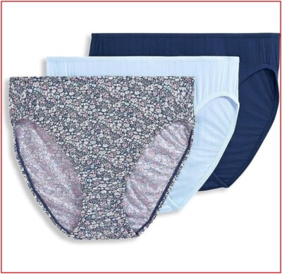 3 Pairs - Jockey SUPERSOFT BREATHE Panties FRENCH Hi Cut Blue Floral Size 10 3XL